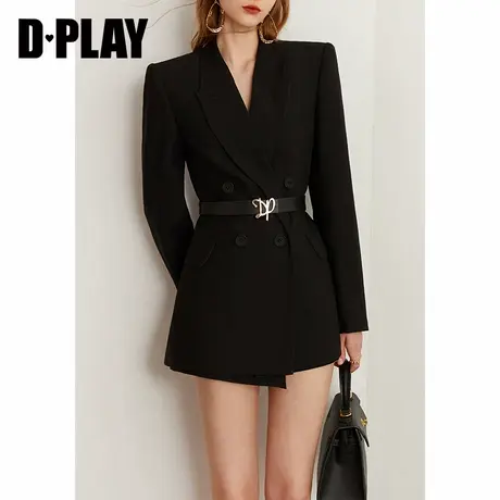 DPLAY秋季新款时尚黑色设计感修身西装商品大图