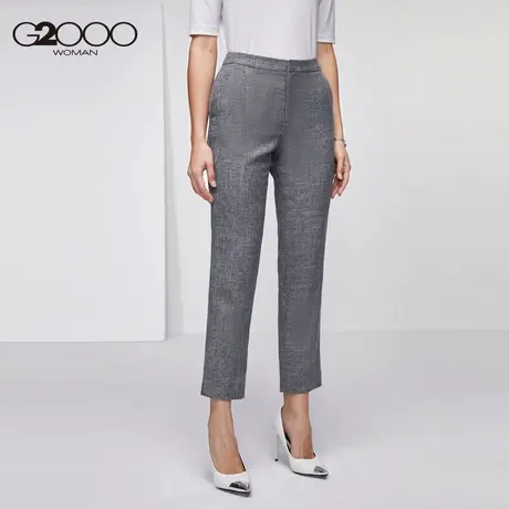 【直播秒杀】G2000女装秋季灰色职业裤高腰直筒裤显瘦通勤西裤商品大图