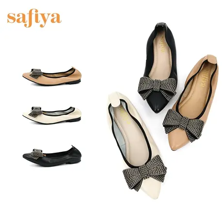 Safiya/索菲娅蝴蝶结蛋卷鞋优雅尖头舒适浅口单鞋女SF11111094商品大图