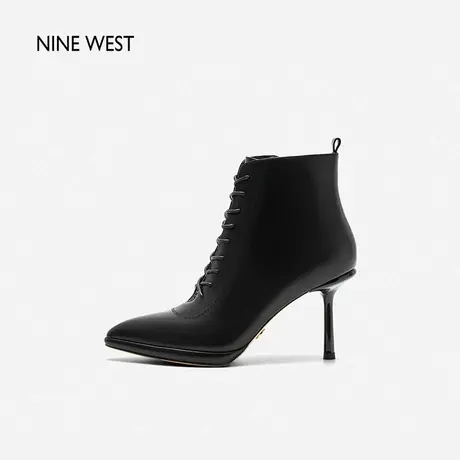 【明星同款】Nine West/玖熙红色预警尖头时装靴短靴气质高跟靴子商品大图