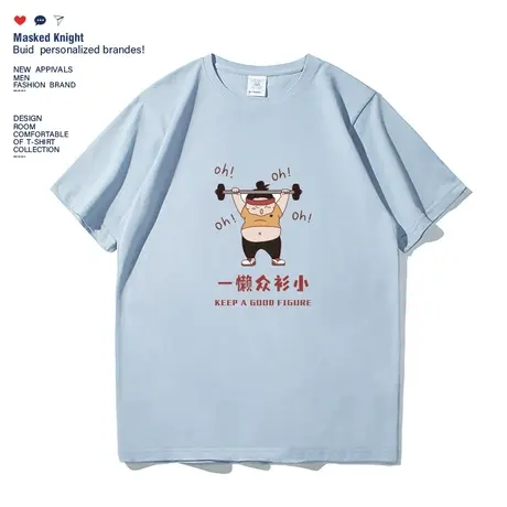 趣味卡通印花短袖t恤2023夏季新款纯棉宽松情侣装学生圆领体恤衫商品大图