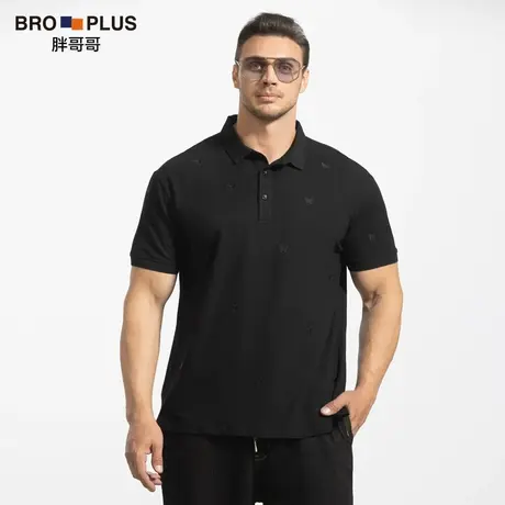 [蝴蝶刺绣POLO衫]纯棉大码短袖男宽松加肥加大夏季潮时尚polo衫男商品大图
