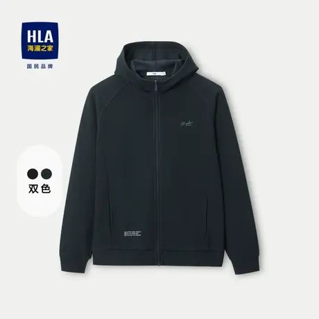 HLA/海澜之家带帽开衫卫衣2023秋季新款休闲时尚华夫格上衣男商品大图