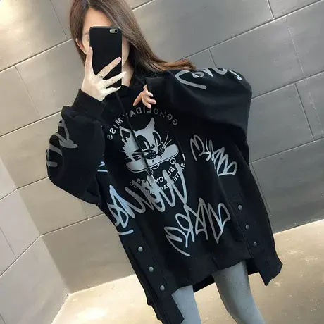 卫衣服2024年新款女装春秋季加绒春款春装宽松女士外套中长款爆款图片