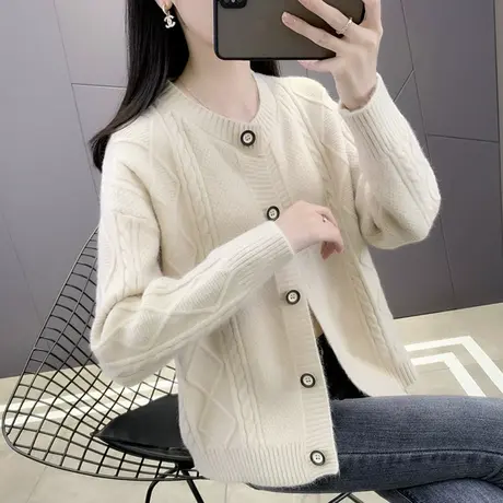 针织开衫女士毛衣外套2023年秋冬新款爆宽松显瘦慵懒风毛衣外套潮商品大图