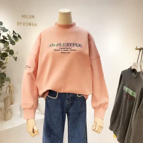 半高领打底衫秋冬款韩国东大门百搭字母亮片长袖欧货体恤内搭大码图片