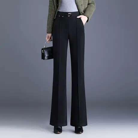 加绒毛呢微喇裤女秋冬2023新款高腰气质垂感西装裤显瘦喇叭裤长裤商品大图