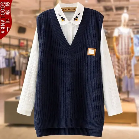 40-50岁中年妈妈秋装2022新款毛衣背心加肥加大码宽松针织马甲女商品大图