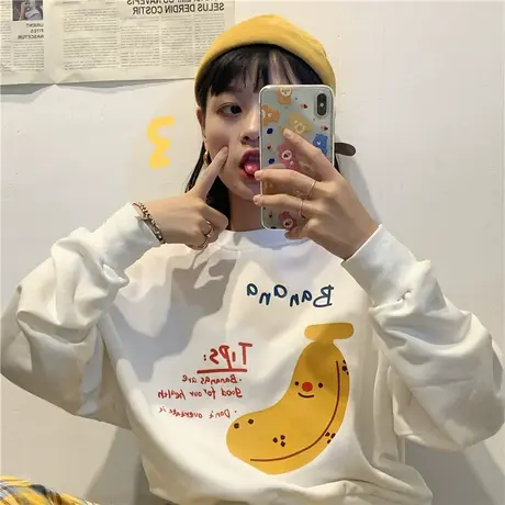 2020春秋新款韩版薄款短款圆领长袖卫衣女盐系原创设计小个子上衣图片