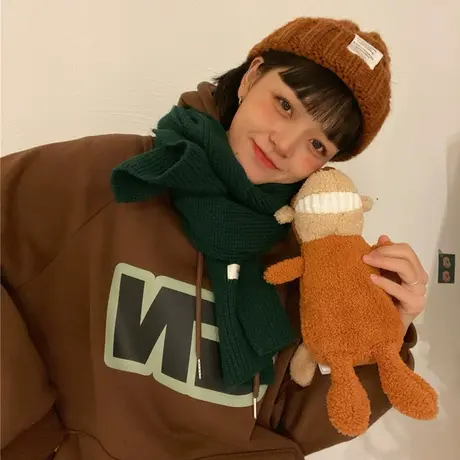 红续字母印花加绒加厚连帽卫衣女宽松bf风外套2023年秋冬新款上衣图片