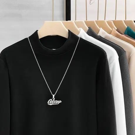 半高领打底衫男秋冬内搭德绒中领t恤男士长袖t恤上衣春秋2023新款商品大图