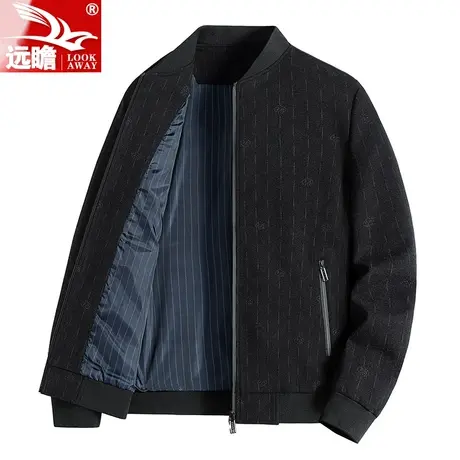 棒球领夹克男士秋季2023新款中年爸爸装上衣商务休闲行政干部外套商品大图