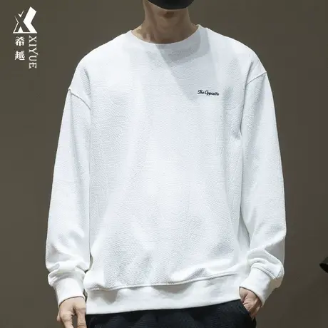 希越潮牌满身印针织卫衣男士宽松大码提花刺绣套头打底衫上衣秋冬商品大图