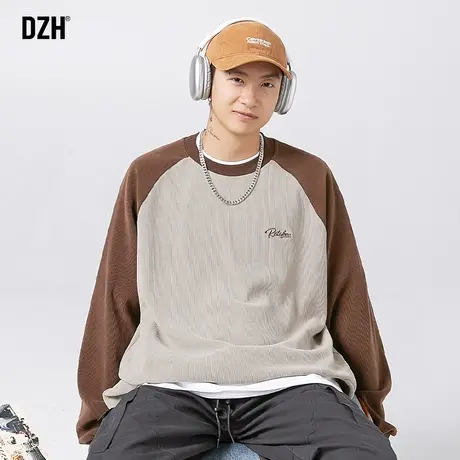 男士圆领美式卫衣男春秋款潮牌宽松长袖插肩袖上衣秋季外套情侣装商品大图