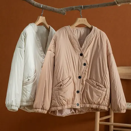 享永子【文艺小棉袄】秋冬宽松棉服简约复古设计百搭外套加厚棉衣商品大图