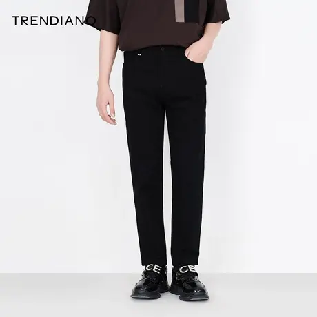 TRENDIANO秋季新款潮流ins休闲长裤男士时尚简约直筒牛仔裤商品大图