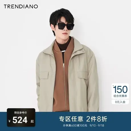 TRENDIANO官方潮牌秋冬男装时尚简约多口袋立领束脚休闲短外套男商品大图