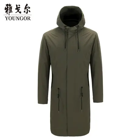 雅戈尔奥莱清仓秋冬男士连帽风衣外套中青年商务中长款风衣休闲商品大图