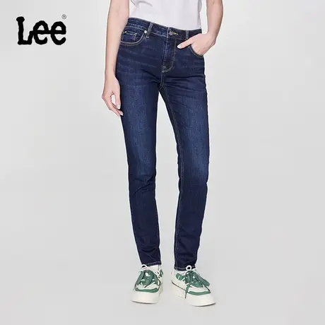 Lee24早春新品433修身高腰窄脚深蓝色高弹女牛仔长裤显瘦潮A06421图片