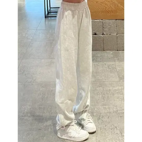 ins超火高级感韩版阔腿休闲运动裤女春秋薄款学生宽松百搭长裤潮商品大图