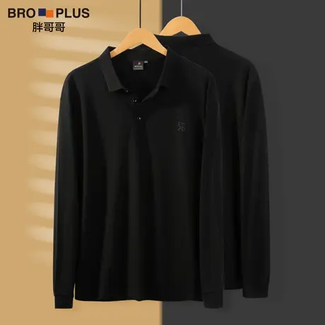 胖哥哥轻奢大码长袖polo衫男高级感纯棉加肥加大宽松休闲保罗衫秋图片