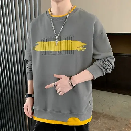 圆领卫衣男款春秋季2023年新款百搭美式宽松oversize重磅长袖t恤商品大图