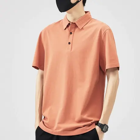 2023夏季薄款短袖Polo衫青年潮牌T恤冰丝凉感宽松休闲纯色T恤衣衫商品大图