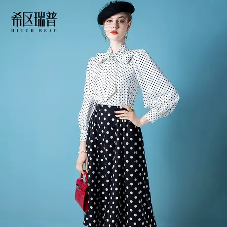 希区瑞普高端气质衬衫女设计感小众春季款2023年百搭复古波点上衣图片