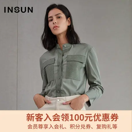 恩裳春季拼接通勤OL商务搭配宽松时尚气质长袖衬衫女图片