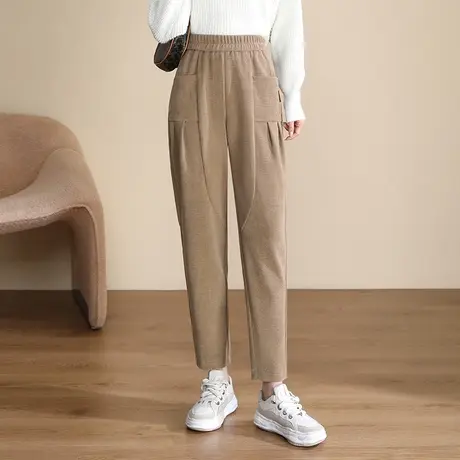 松紧高腰哈伦裤女秋冬2023新款遮胯显瘦萝卜裤时尚小个子休闲裤子商品大图