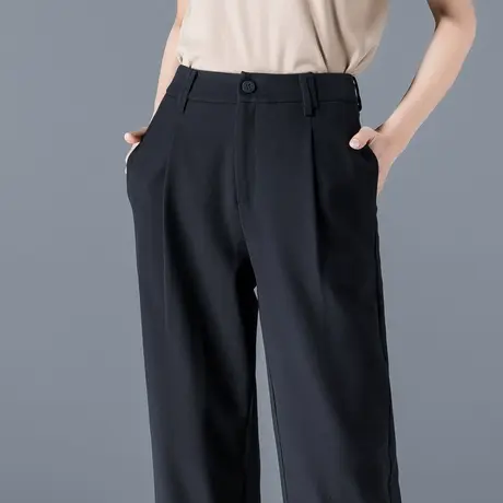 宽松休闲垂感直筒裤女西装裤女裤春秋2023新款小个子阔腿九分裤子图片