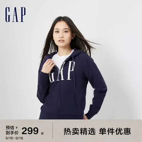 Gap女装秋季2023新款LOGO运动碳素软磨抓绒卫衣809239宽松上衣图片