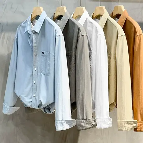 男士衬衫长袖工装外套春秋2023新款潮流男装上衣纯棉宽松休闲衬衣商品大图