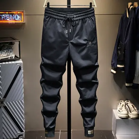 2022春夏款休闲裤男黑色潮牌宽松束脚百搭男士运动长裤子男松紧腰商品大图