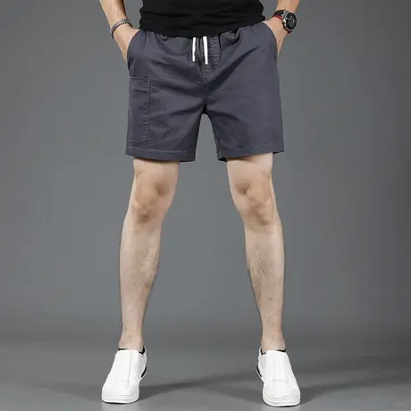 休闲牛仔短裤男四分裤夏季薄款2023新款修身弹力男士中裤夏天抽绳商品大图