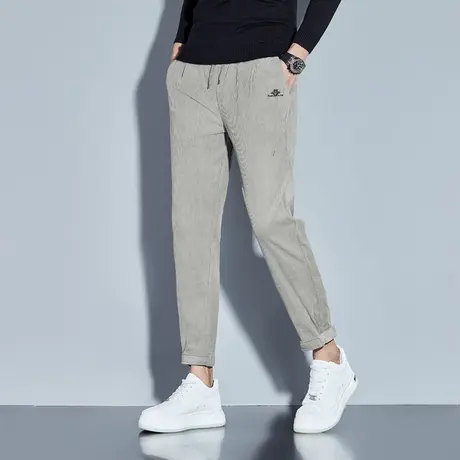 2023春季新款休闲西裤男士商务抽绳西服长裤直筒宽松黑色修身裤子商品大图