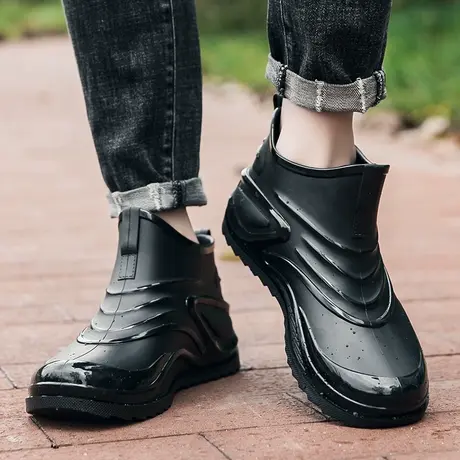 雨鞋男款秋季厨房工作短筒水鞋户外钓鱼防水防滑劳保胶鞋骑手雨靴商品大图