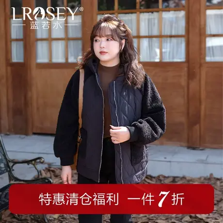 蓝若水大码女装颗粒绒连帽棉服冬季新款胖mm显瘦保暖高级感厚外套商品大图