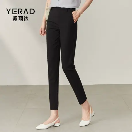 娅丽达女裤黑色九分小脚裤女2023夏新款休闲裤子小个子铅笔西装裤商品大图