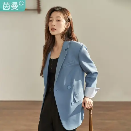 【商场同款】茵曼2023春女装新款通勤气质显瘦设计感宽松西装外套图片
