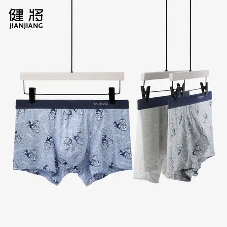 健将男士内裤男冰丝感透气四角裤性感印花平角短裤宽松裤衩头秋冬图片