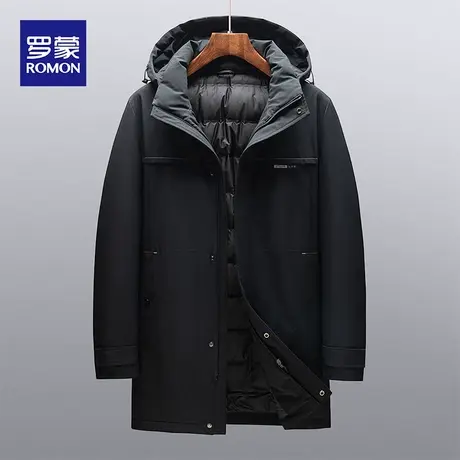 罗蒙男士羽绒服2023秋冬新款可拆卸帽厚款外套商务休闲保暖衣服男图片