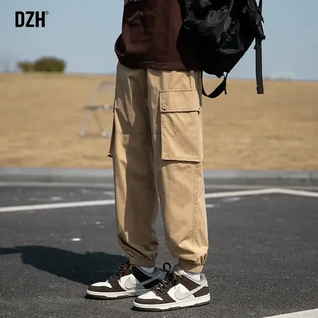 男士机能多口袋工装裤男潮牌束脚2023年新款九分裤日系古着感裤子商品大图