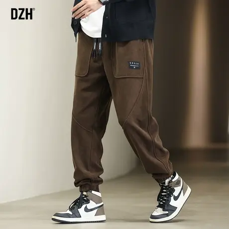 男士美式咖啡色裤子潮流男束脚裤潮牌男裤秋款2023新款休闲裤男款商品大图