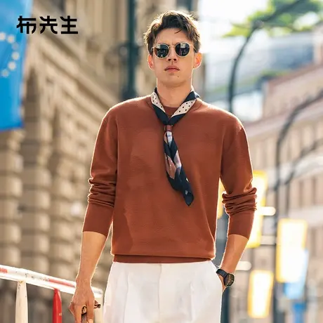 MrBu布先生微廓植物图案羊毛衫春季保暖亲肤男士毛衣PT15601图片