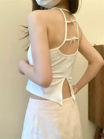 新款纯欲甜辣设计感褶皱吊带背心女带胸垫内搭外穿修身美背上衣夏图片