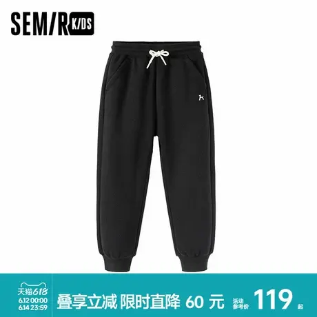 森马儿童长裤2024年新款加绒保暖宽松抽绳束脚裤冬季男童女童裤子商品大图