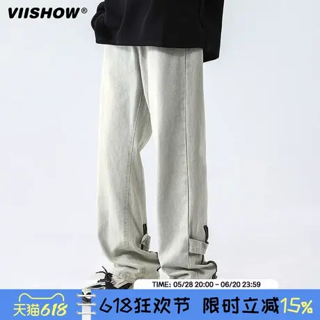 VIISHOW欧美风高个子裤子小众设计感男士秋季美式高街vibe直筒裤商品大图