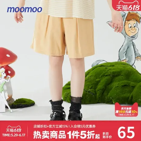 美特斯邦威moomoo童装休闲五分裤女童夏季运动舒适梭织短裤商品大图