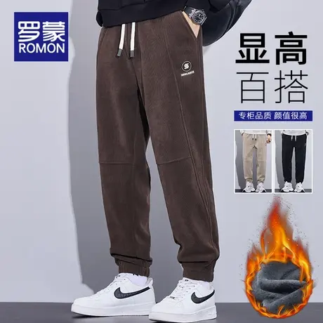 罗蒙加绒加厚雪尼尔休闲裤男士冬季新款束脚裤工装重磅灯芯绒卫裤商品大图